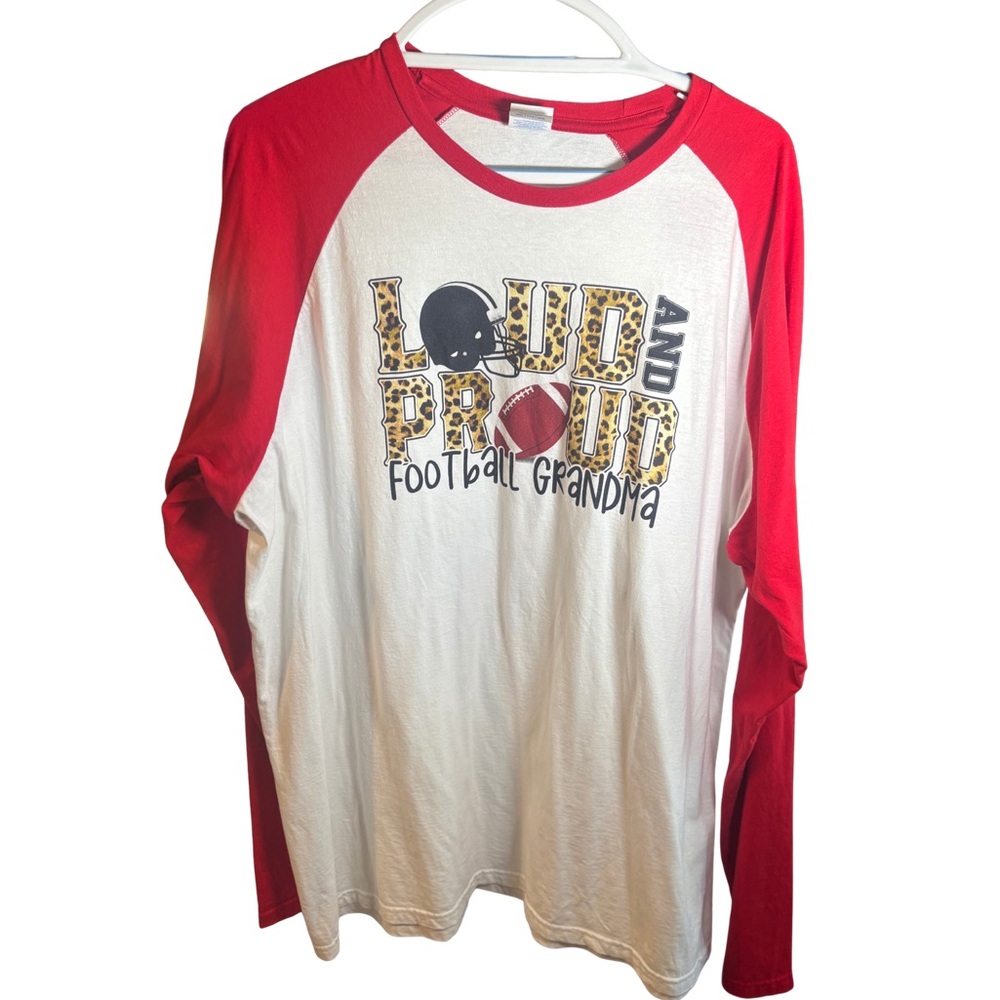 Women’s Loud and Proud Football Grandma Shirt 2XL New